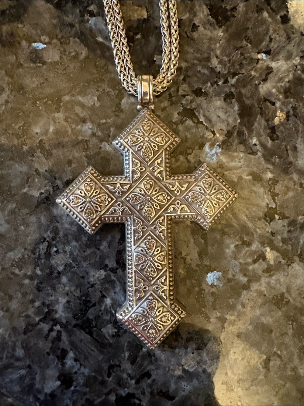 Brighton Silver-Tone Filigree Cross Pendant Necklace